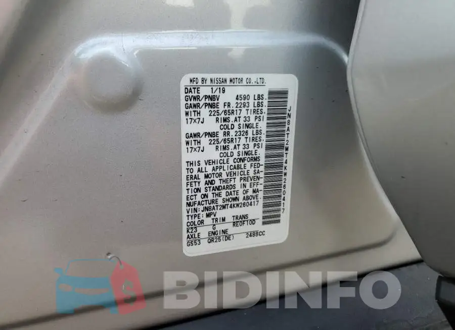 JN8AT2MT4KW260417 Photo# 13
