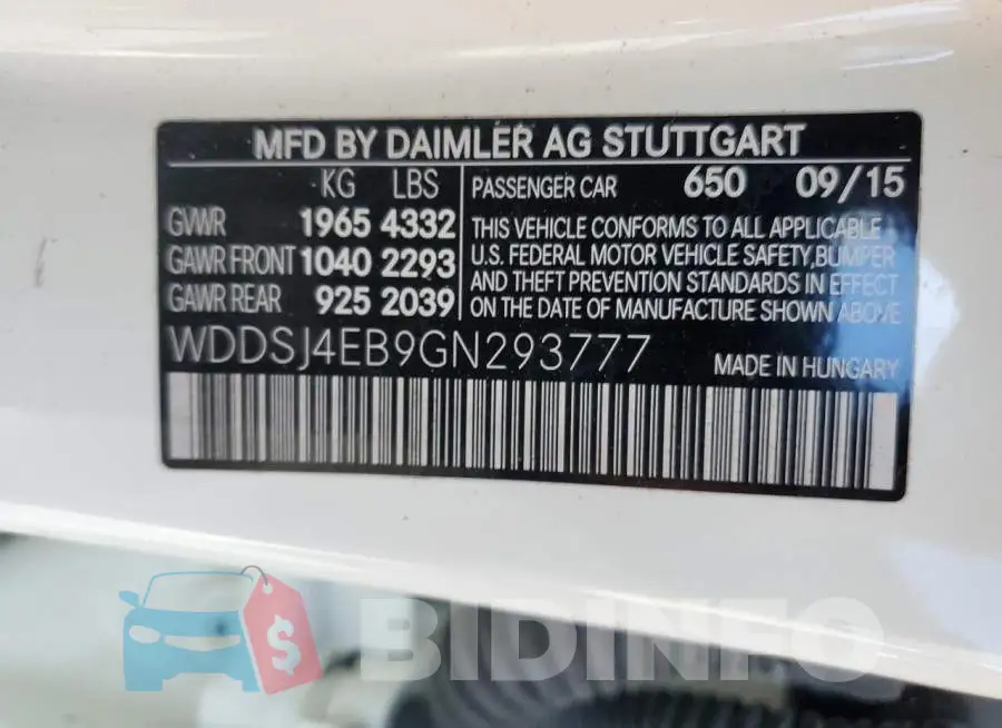 WDDSJ4EB9GN293777 Photo# 12