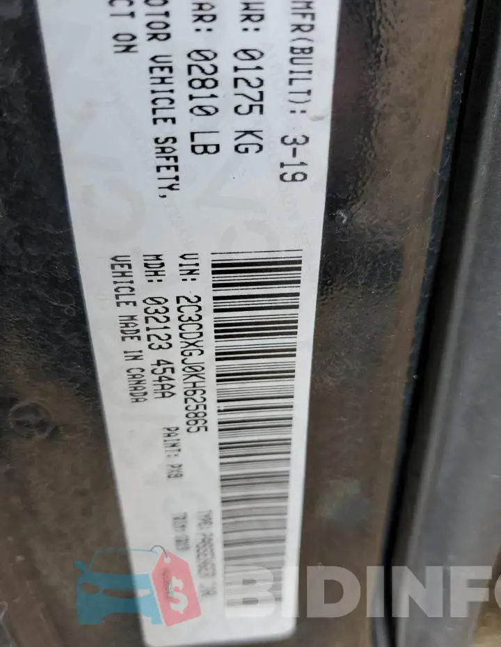 2C3CDXGJ0KH625865 Photo# 12