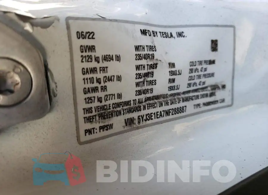 5YJ3E1EA7NF288887 Photo# 10