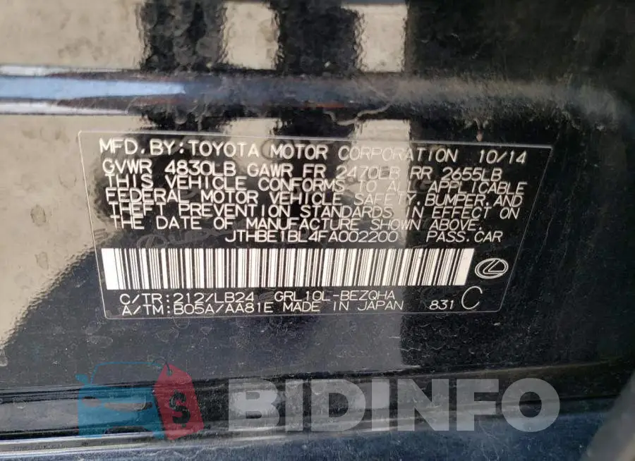 JTHBE1BL4FA002200 Photo# 12