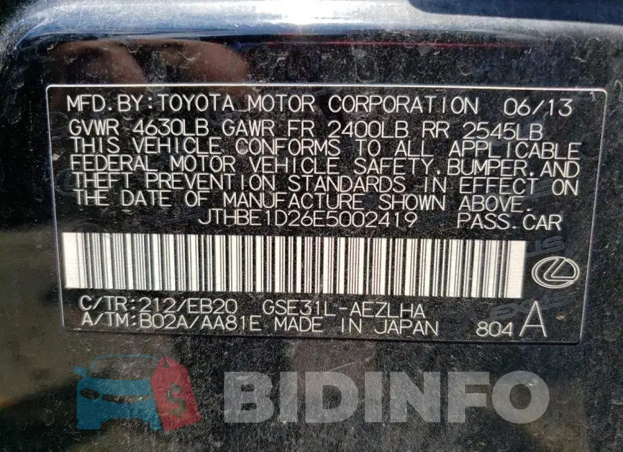 JTHBE1D26E5002419 Photo# 12