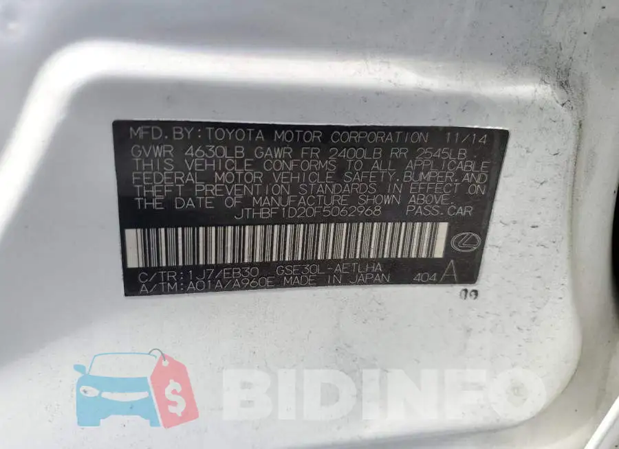 JTHBF1D20F5062968 Photo# 12