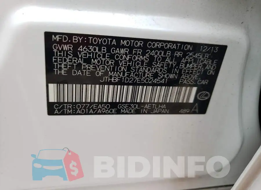 JTHBF1D27E5024541 Photo# 12