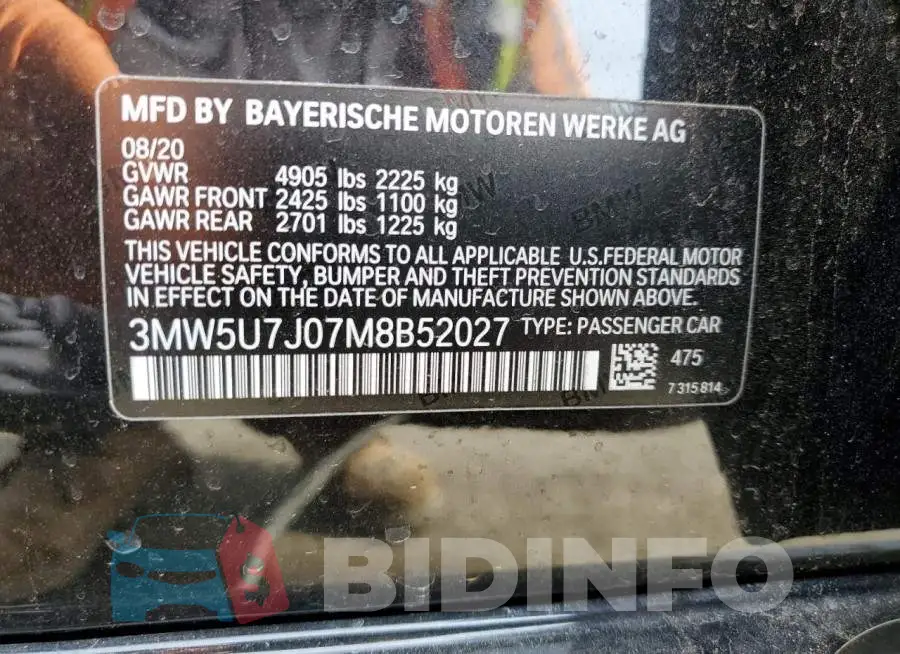 3MW5U7J07M8B52027 Photo# 12