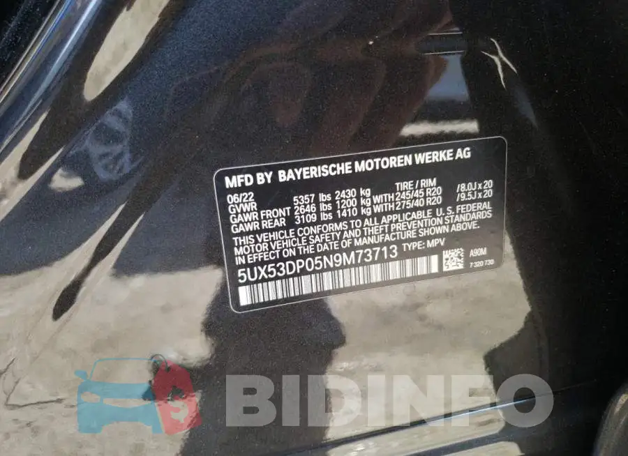 5UX53DP05N9M73713 Photo# 12