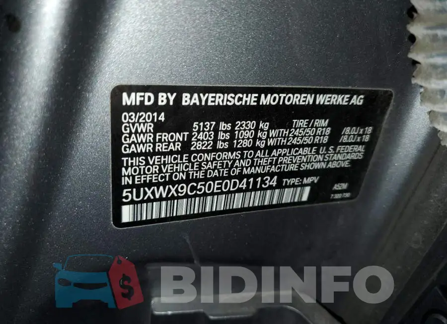 5UXWX9C50E0D41134 Photo# 14