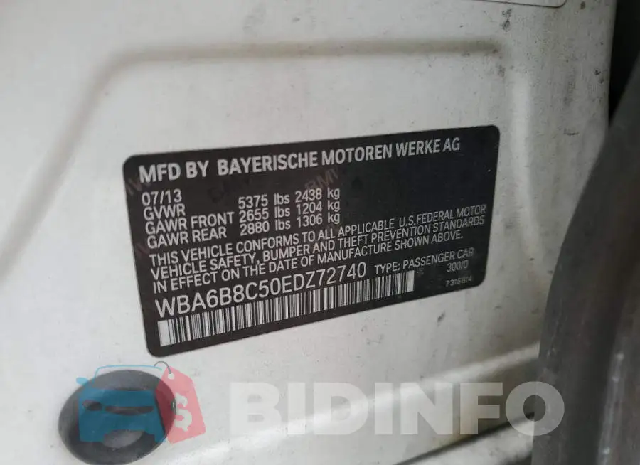 WBA6B8C50EDZ72740 Photo# 12