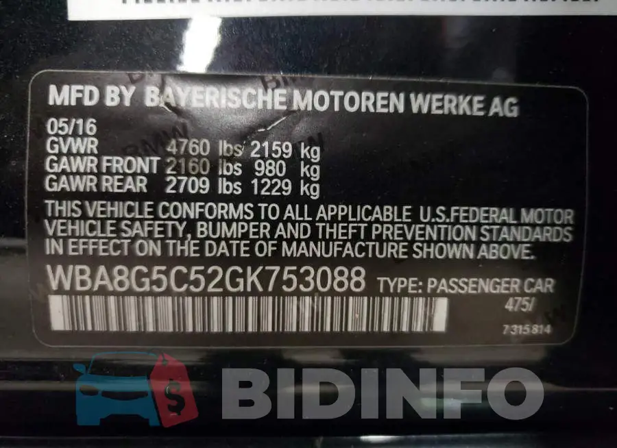 WBA8G5C52GK753088 Photo# 12