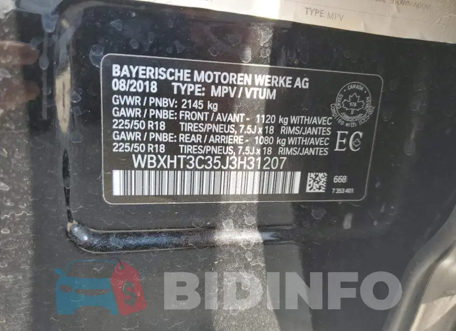 WBXHT3C35J3H31207 Photo# 13