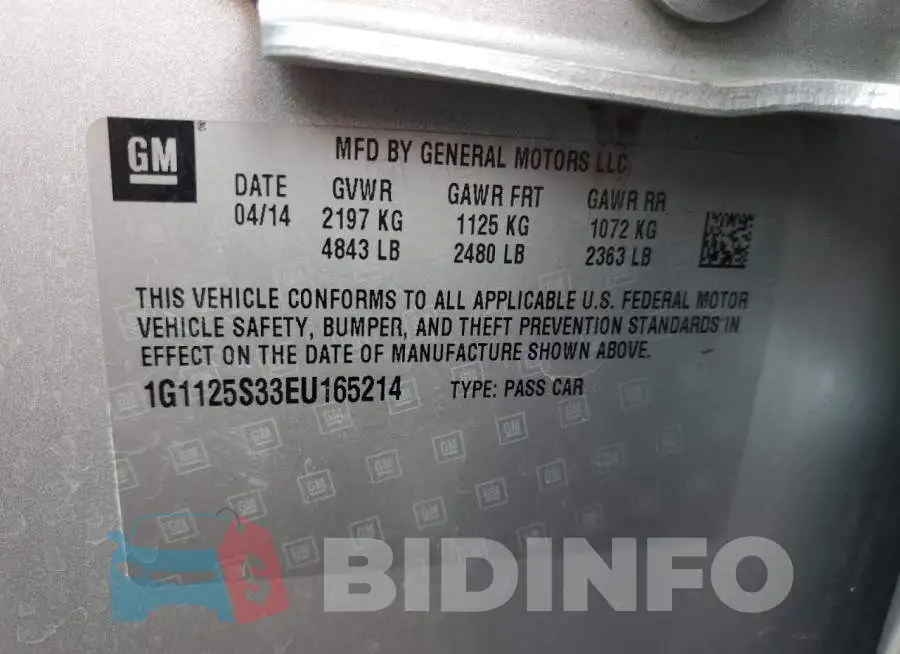 1G1125S33EU165214 Photo# 12