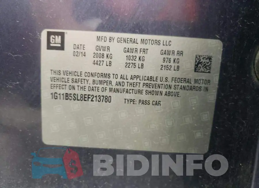 1G11B5SL8EF213780 Photo# 12
