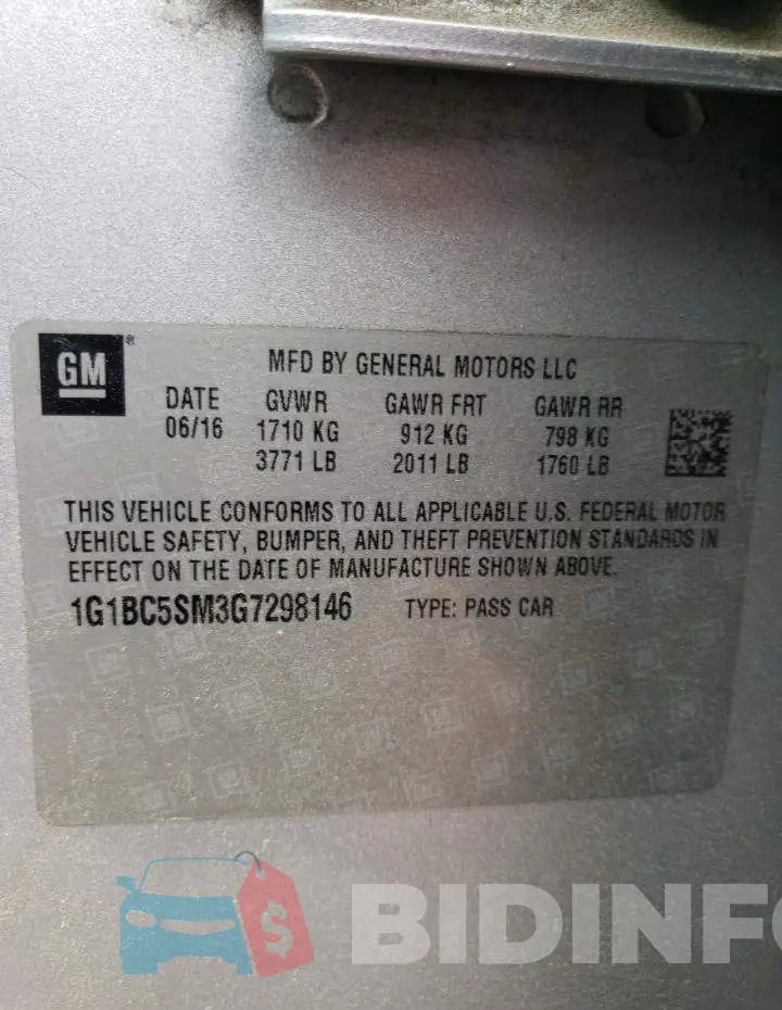 1G1BC5SM3G7298146 Photo# 12