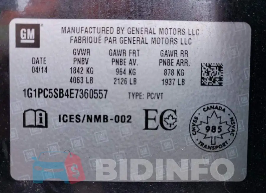 1G1PC5SB4E7360557 Photo# 12