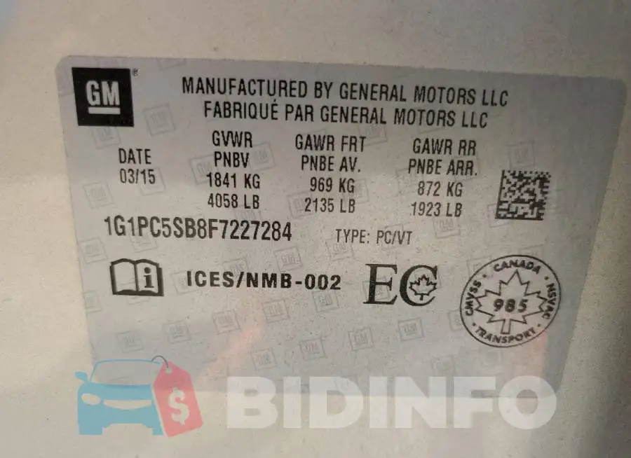 1G1PC5SB8F7227284 Photo# 12
