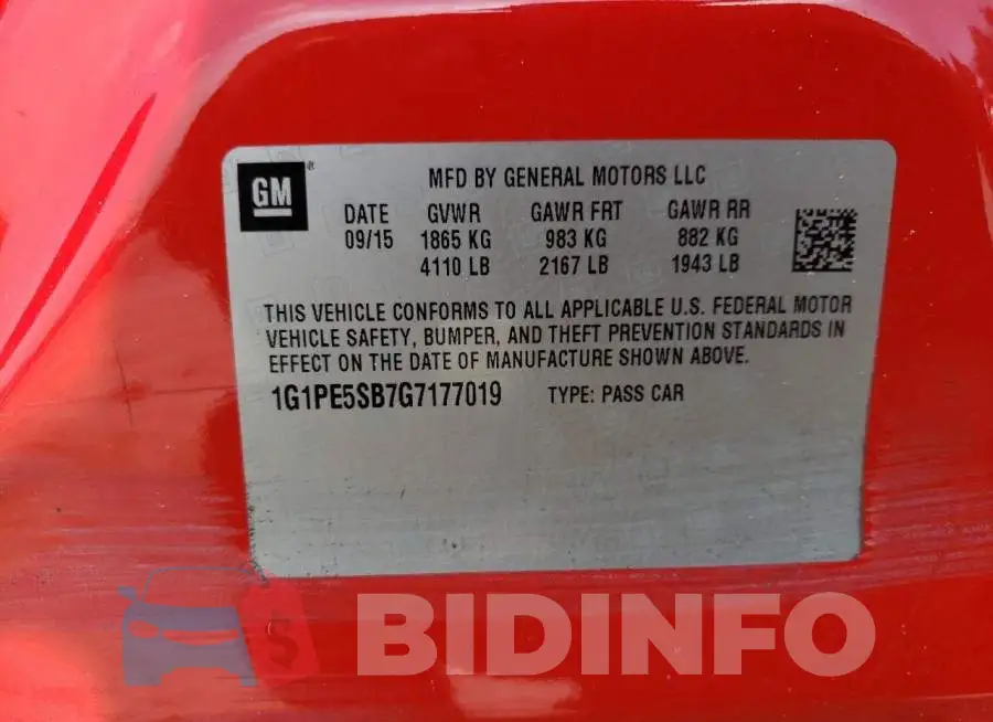 1G1PE5SB7G7177019 Photo# 13