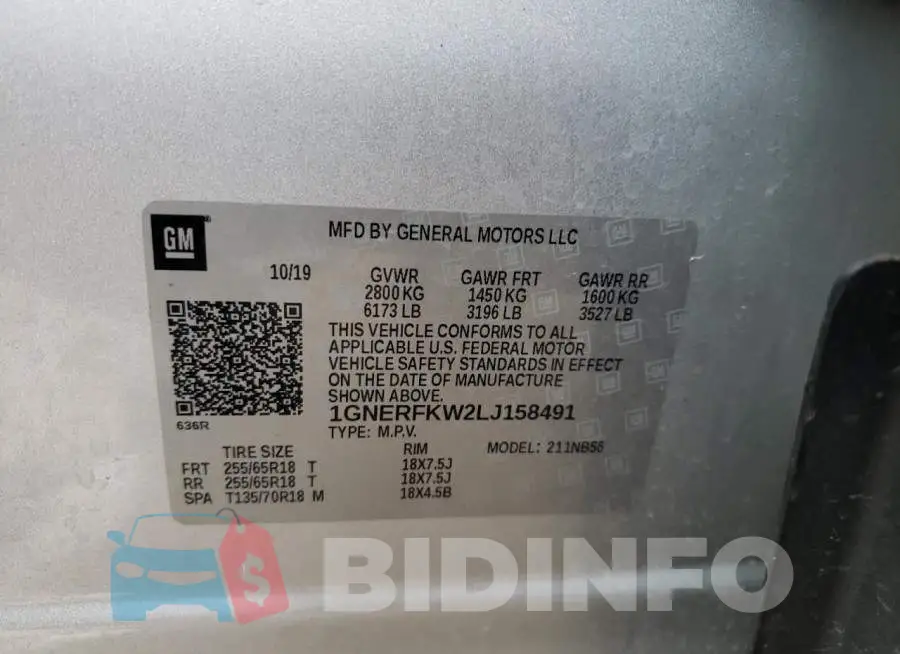 1GNERFKW2LJ158491 Photo# 13