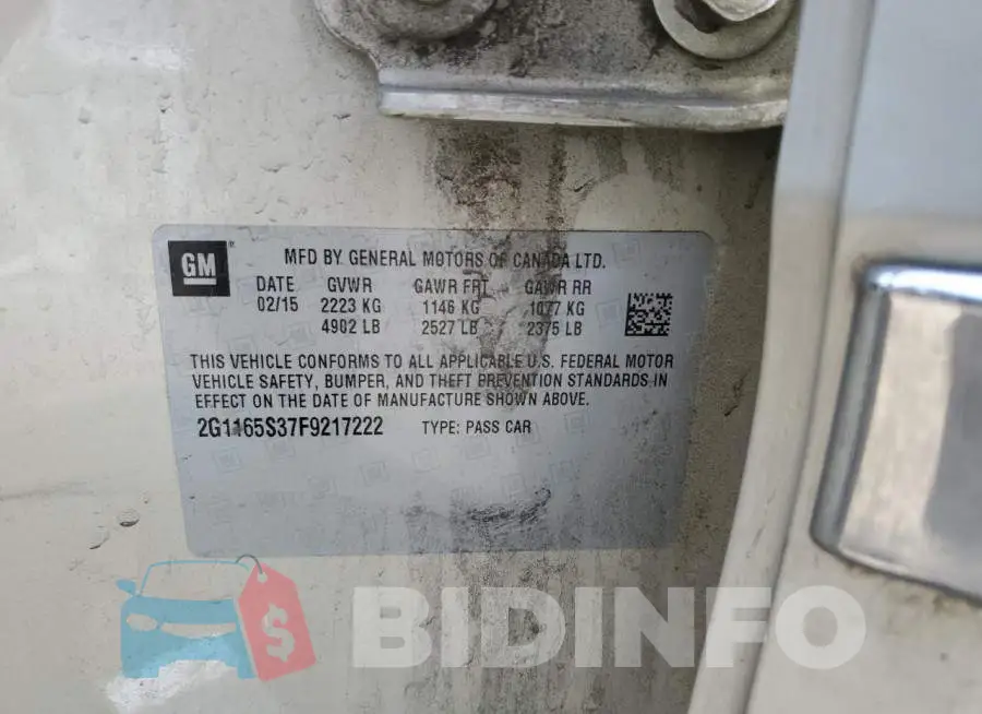 2G1165S37F9217222 Photo# 13