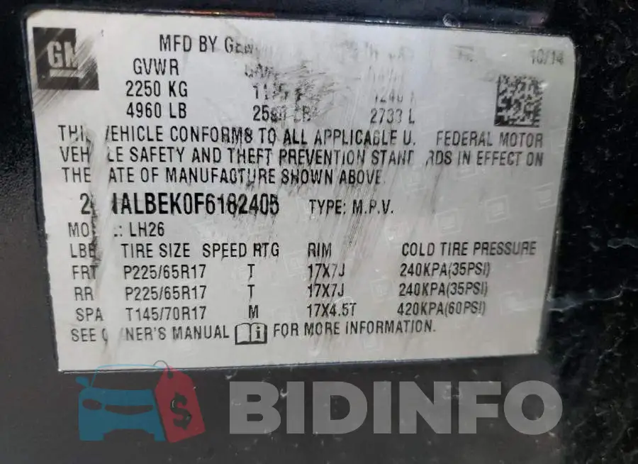 2GNALBEK0F6182405 Photo# 13