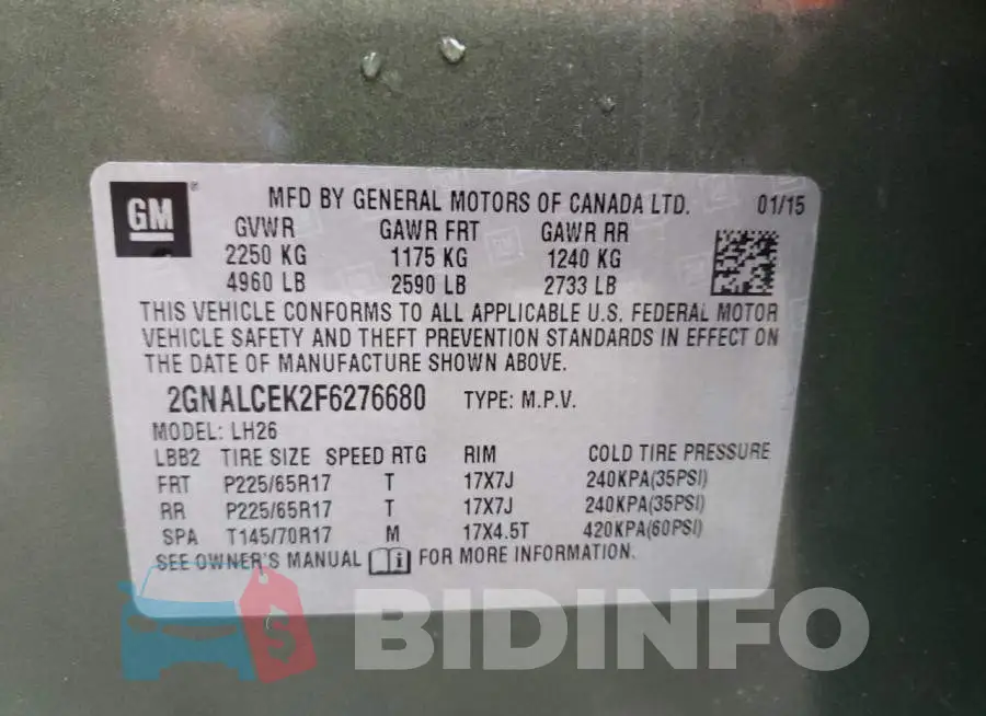 2GNALCEK2F6276680 Photo# 13