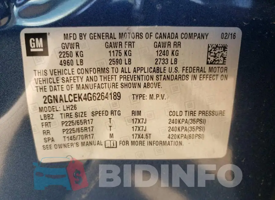 2GNALCEK4G6264189 Photo# 10