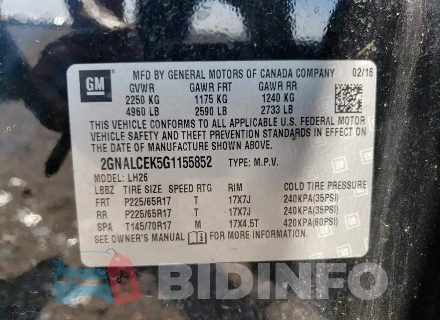 2GNALCEK5G1155852 Photo# 13