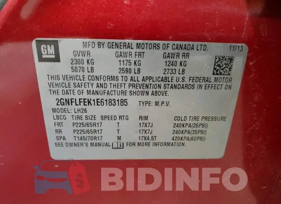 2GNFLFEK1E6183185 Photo# 13