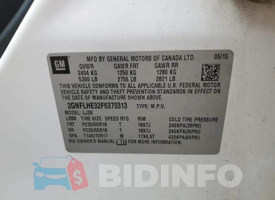2GNFLHE32F6370313 Photo# 14