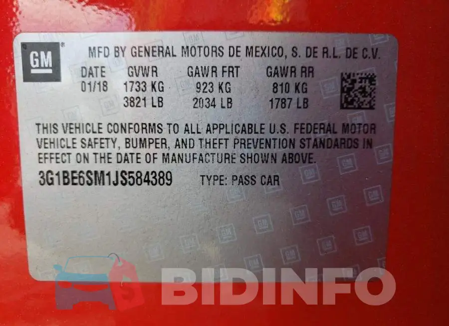 3G1BE6SM1JS584389 Photo# 12