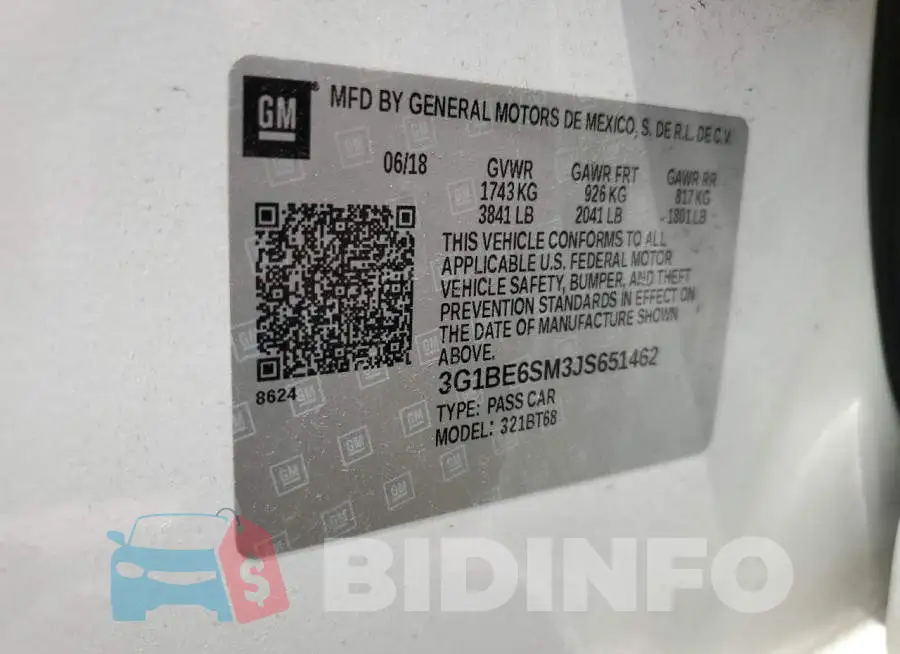 3G1BE6SM3JS651462 Photo# 12