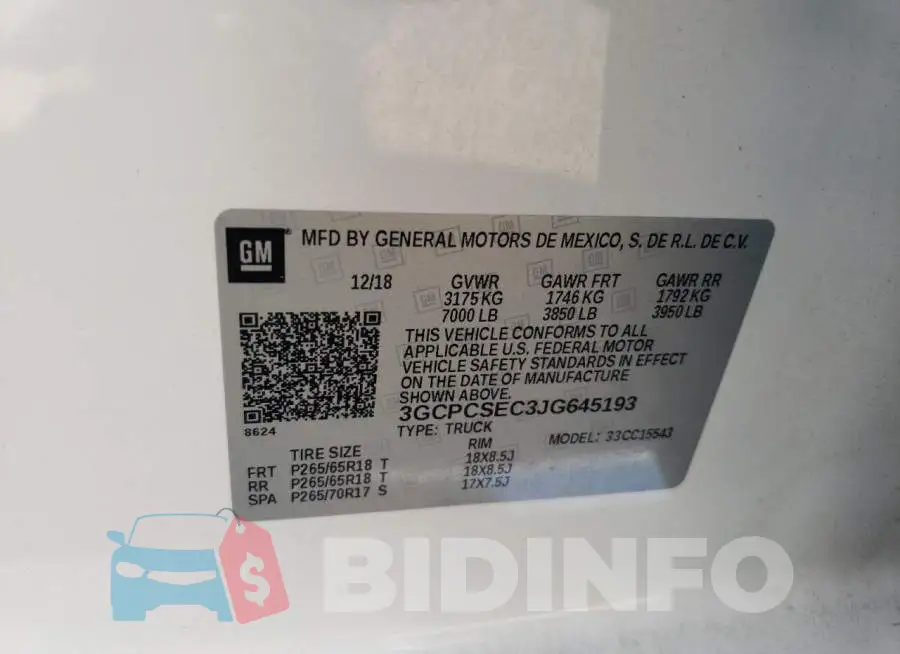 3GCPCSEC3JG645193 Photo# 13