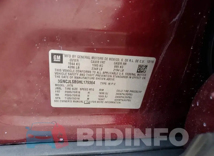 3GNCJLSB9HL179364 Photo# 12