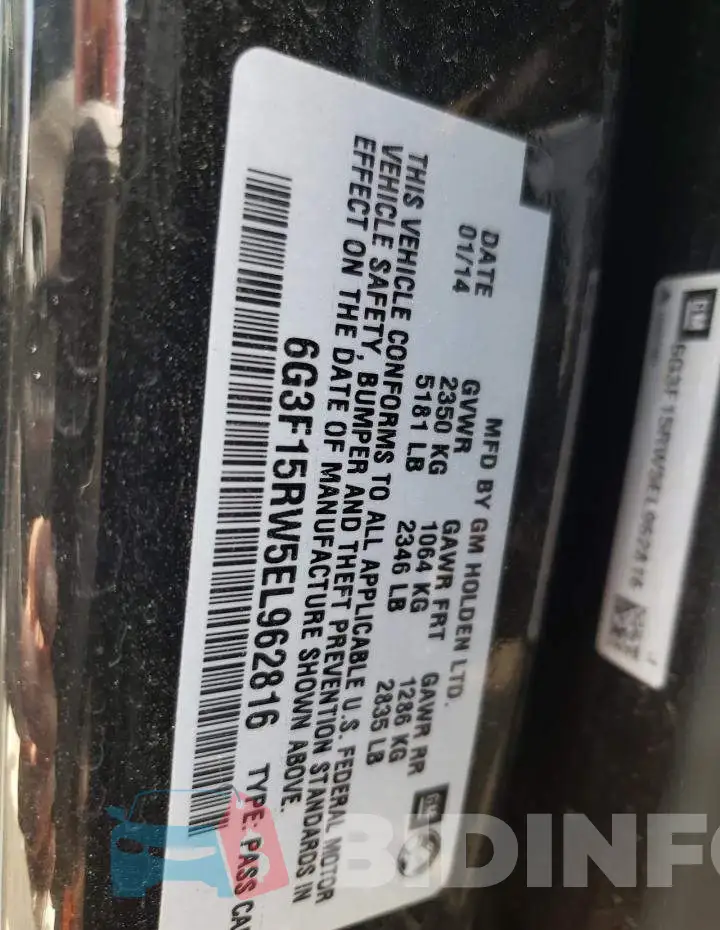 6G3F15RW5EL962816 Photo# 12