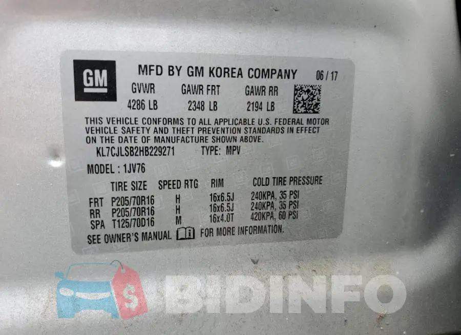 KL7CJLSB2HB229271 Photo# 13