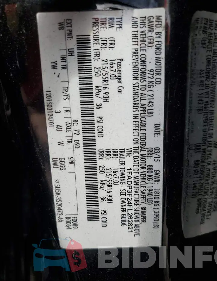 1FADP3F24FL262821 Photo# 12