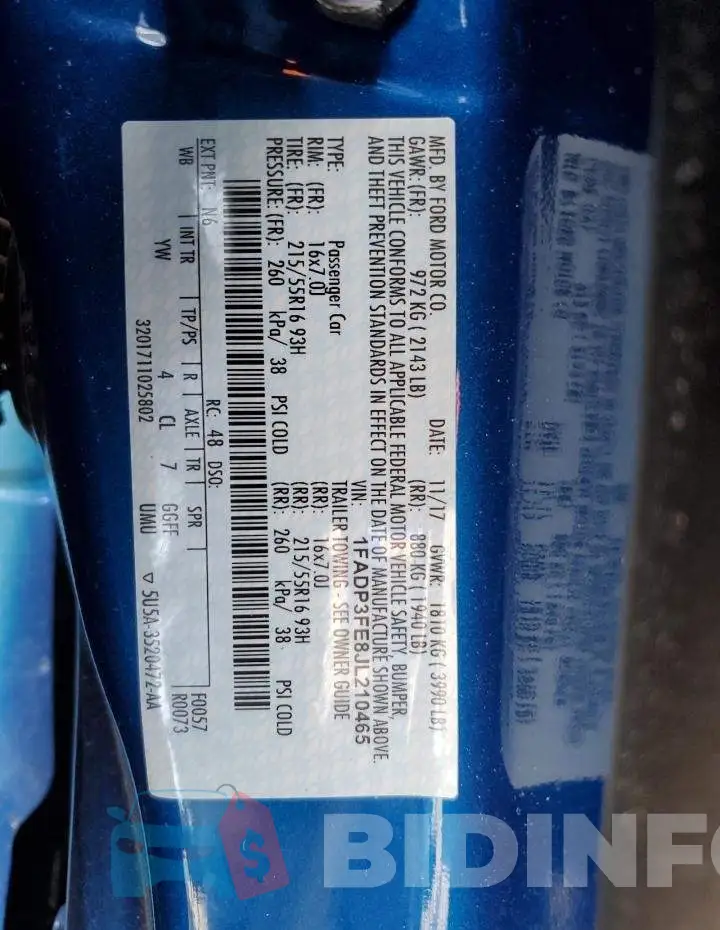 1FADP3FE8JL210465 Photo# 12