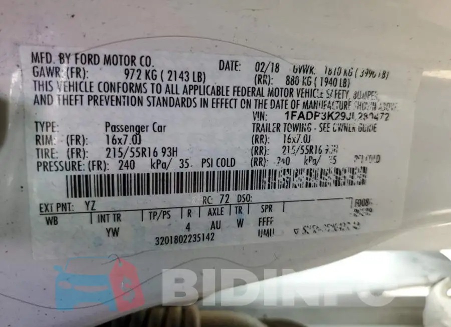 1FADP3K29JL280472 Photo# 12