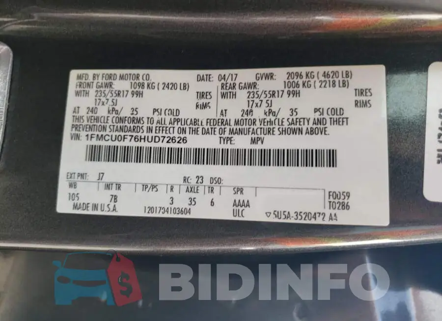 1FMCU0F76HUD72626 Photo# 13