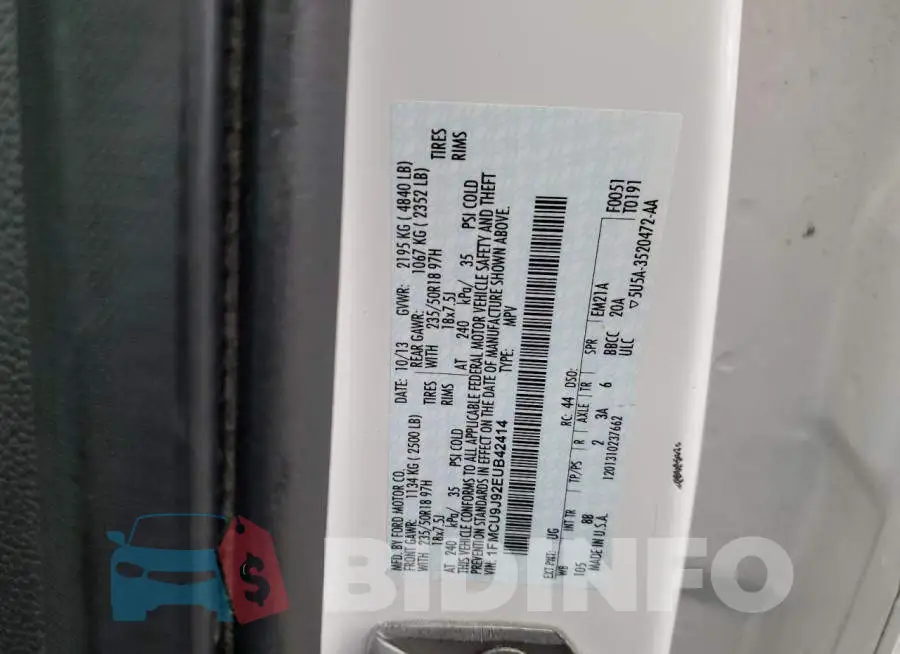 1FMCU9J92EUB42414 Photo# 12