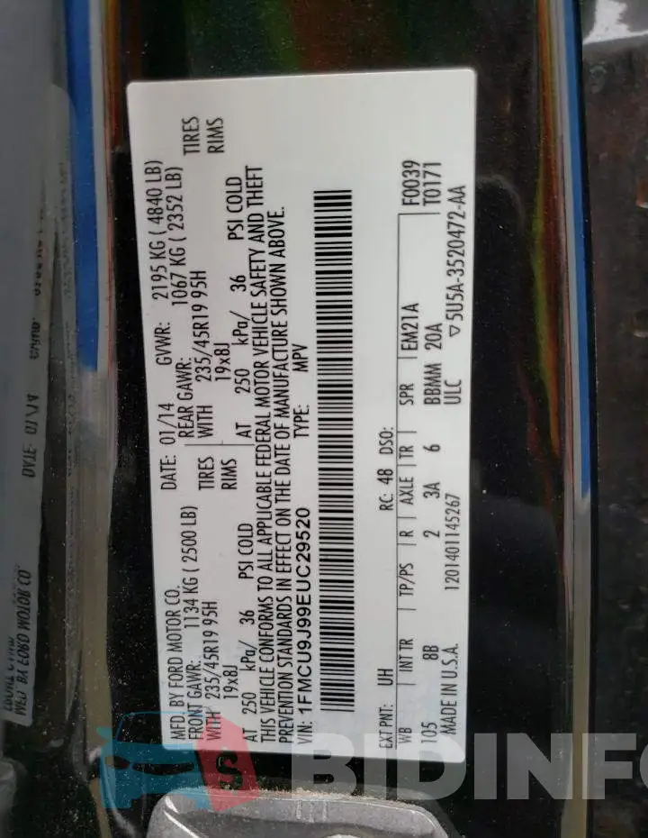1FMCU9J99EUC29520 Photo# 12
