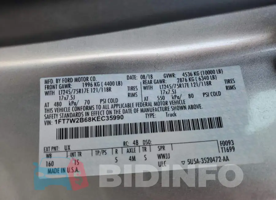1FT7W2B68KEC35990 Photo# 12