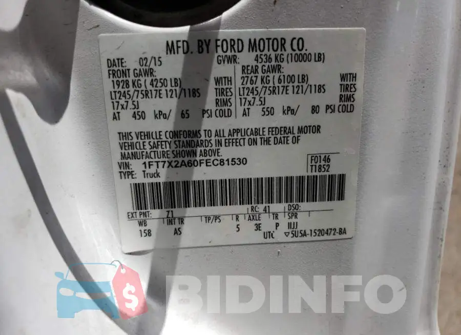 1FT7X2A60FEC81530 Photo# 12