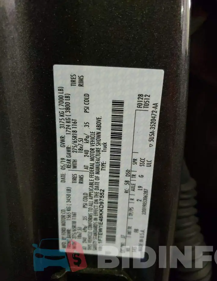 1FTEW1E48KKD97552 Photo# 12