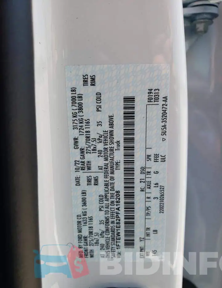 1FTEW1E82PFA18208 Photo# 12