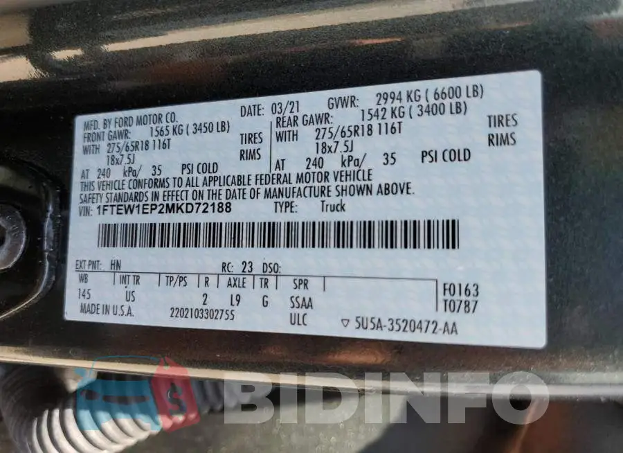1FTEW1EP2MKD72188 Photo# 13
