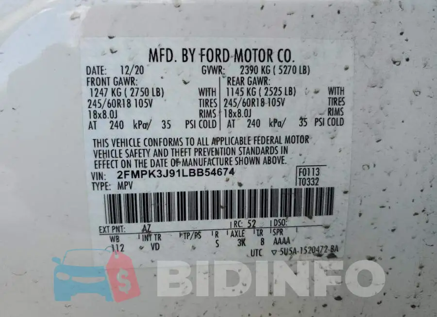 2FMPK3J91LBB54674 Photo# 13