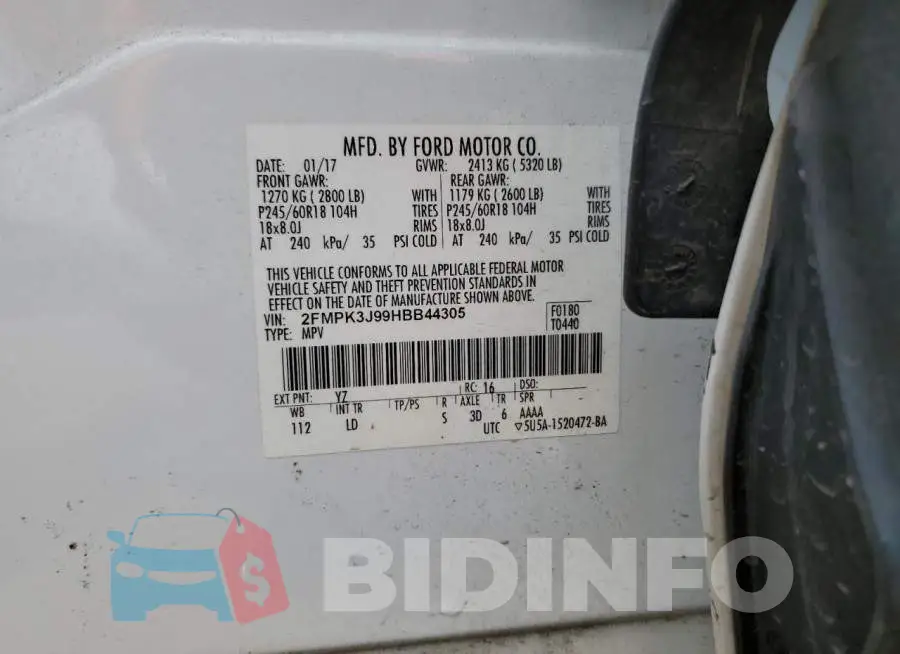 2FMPK3J99HBB44305 Photo# 13