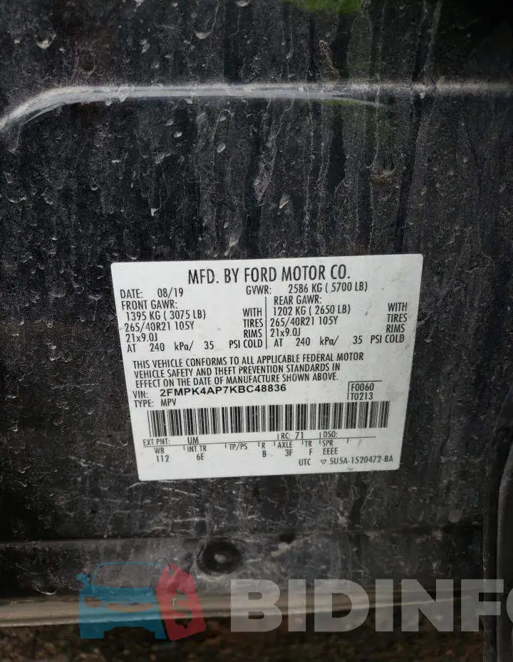 2FMPK4AP7KBC48836 Photo# 13