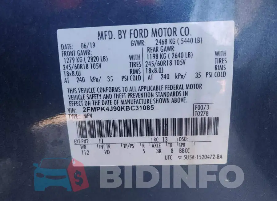 2FMPK4J90KBC31085 Photo# 14