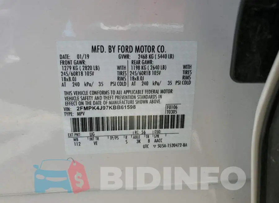 2FMPK4J97KBB61598 Photo# 12